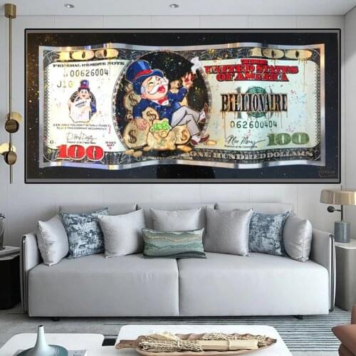 Monopoly Dollar Wall Art Canvas Figure Painting Money 100 Dollars Posters And Prints Creative Picture Decor for Living Room Home
