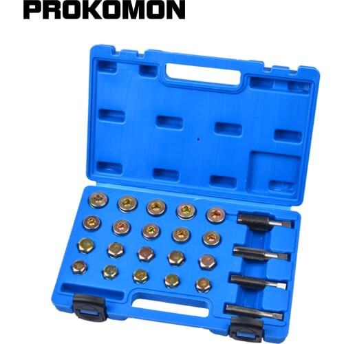 24pc Set Oil Drain Plug Sump Bolt Thread Repair Kit M13 - M20 Tap