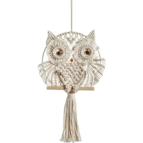 Hand-woven Tapestry Owl Shape Mural Tufted Tassel Woven Wall Hanging Decorative