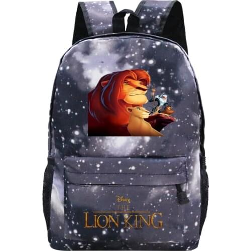 2021 New The Lion King Backpack Disney Cartoons Men Outdoor Travel Bag Laptop Bag Starry Sky Children Student School Bags Gifts
