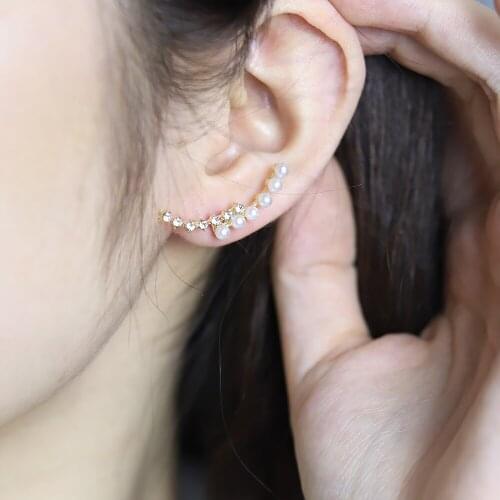 Trendy Moon Earrings for Women Korean Jewelry Zircon Pearl Stud Earring Gifts 2021 Earings Fashion Simple Jewelry Earrings Set