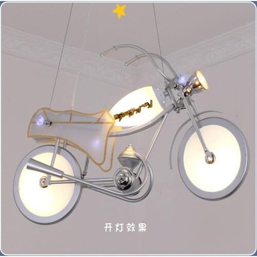 Modern LED Motorcycle Pendant Lamps Creative Boy Room Deco Bedroom Bar Decor Lamps Children Room Cartoon Hanging Lights Fixtures
