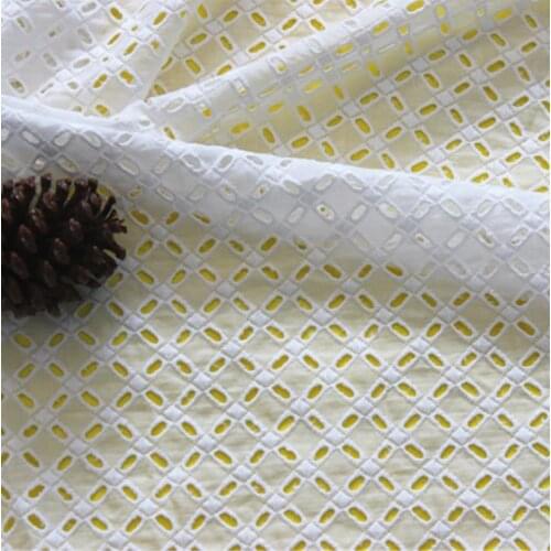 Pure Cotton Cloth Embroidery Lace Fabric Handmade DIY Home Textile Womens Clothes Baby Dress Accessories 130cm CR2493