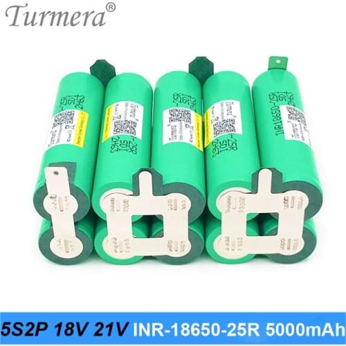 Turmera 5S 18V 21V 5000mAh 20A High Discharge 18650 Lithium Battery for Electric Drill Screwdriver Battery or Vacuum Cleaner Use
