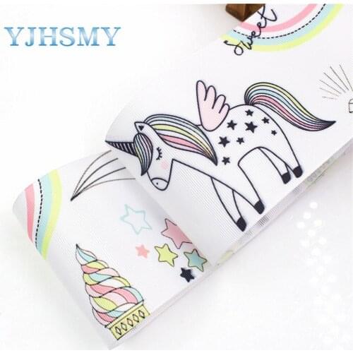 YJHSMY I-18428-13 10 yard 75 mm Color Cartoon Printed grosgrain ribbons,DIY handmade Hair accessories Material wedding gift wrap