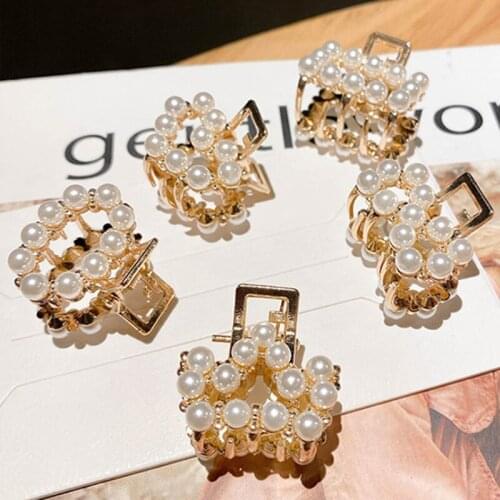 New Women Small Hair Clip Claw Imitation Pearl Hair Claw Gorgeous Hair Accessories For Girl Headdress Ornament Styling Tools