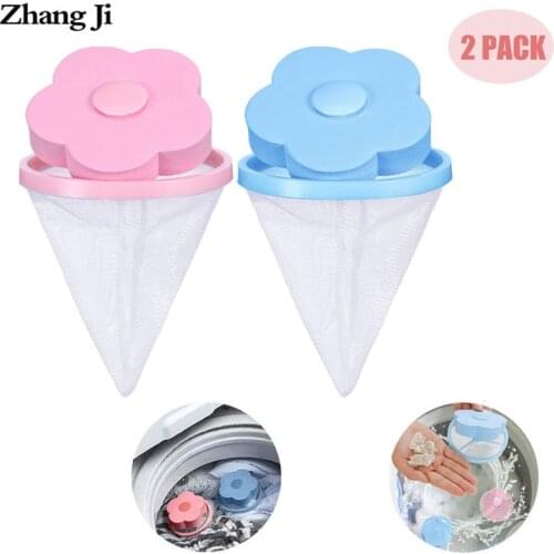 ZhangJi 2 Pcs Washing machine filter bag Washer Lint Traps Floating Hair Filter Net Pouch Household Reusable Washer Hair Catcher