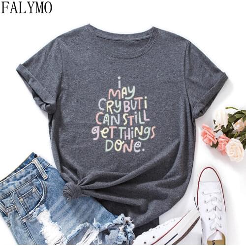 Women 100% Cotton T-Shirts Short Sleeve Funny Letter Print Tee Tops Graphic Tee Shirts Woman Summer Autumn Clothes Saying Shirt