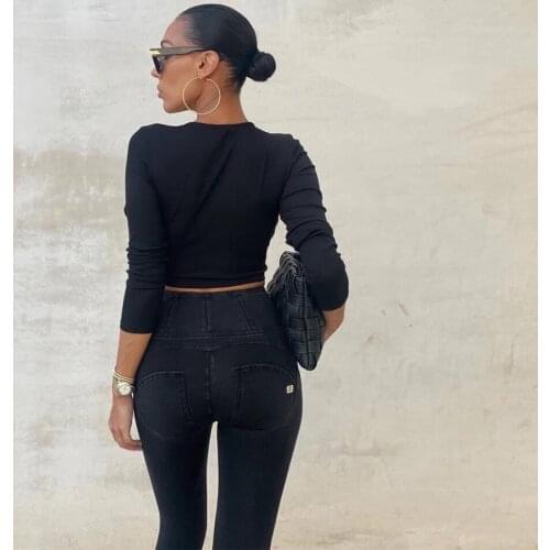 Melody Yoga Pants Women Jeans Black Woman Leggings High Waist Jeggings Fitnes Sports Tights Stretch Denim Skinny Pants Gym Wear