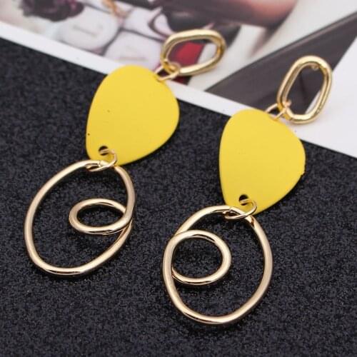 Fashion Circle Geometric Metal Earrings For Women Jewelry Personality Hanging Long Drop Earrings brincos pendientes mujer