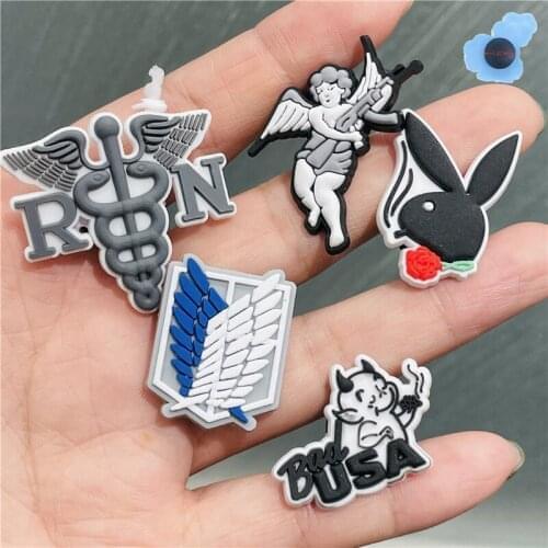 1PCS Famous Cartoon Animals Rabbit Angel PVC Shoe Charms Shoe Decoration Diy Wristbands Garden Shoes Croc Jibz Kids Party Gift