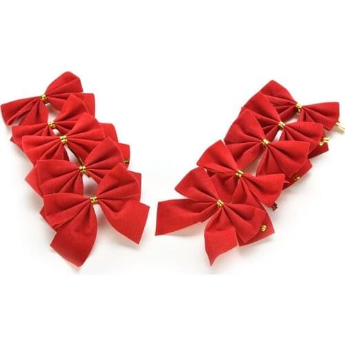 10pcs/pack Christmas Tree Bow Baubles Party Garden Bows Ornament Mantel Home Decor New