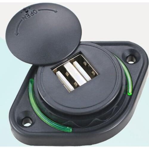 12V/24V 3.1A Car Dual Black ABS USB Port Charger Socket Outlet LED Waterproof Adapter Power Socket Universal Motorcycle Bus Ship
