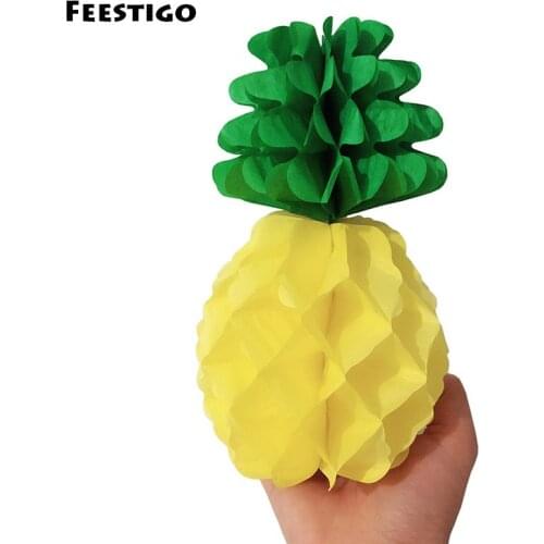 2PCS 20CM/30CM Pineapple Honeycomb Garland Tissue Paper Hanging Ornaments Luau Hawaiian Summer Birthday Party Wedding Decoration