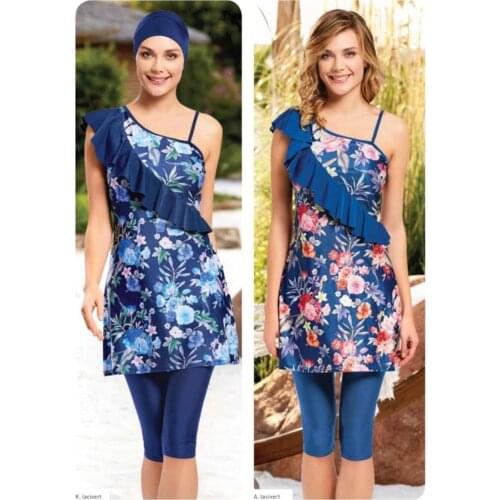 3110 A. Navy blue Single Rope Strap Kaprili Pool Swimwear Turkish' Muslim Swimsuit Burkinis Modest Clothing Islamic Long Sleeves Hijab F