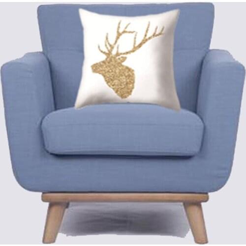 45*45cm Modern and Simple Golden Christmas Elk Polyseter Cushion Covers Decorative for Sofa Chair Home Decoration Accessories