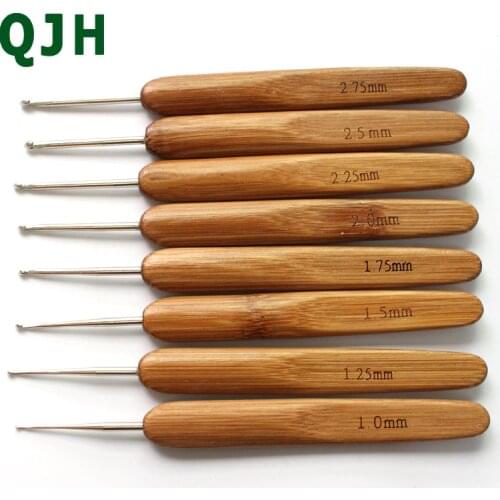 8Pcs/set High Quality Carbonized Bamboo Handle Crochet Hooks Set Crochet Knitting Needles Cross Stitch DIY Knitting Tools 5.2 in