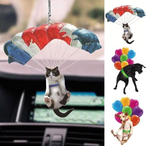 Dog/Cat and Balloon Car Hanging Accessories Ornament for Cat/Dog Lover with Colorful Balloons Car Interior Decor ALI88