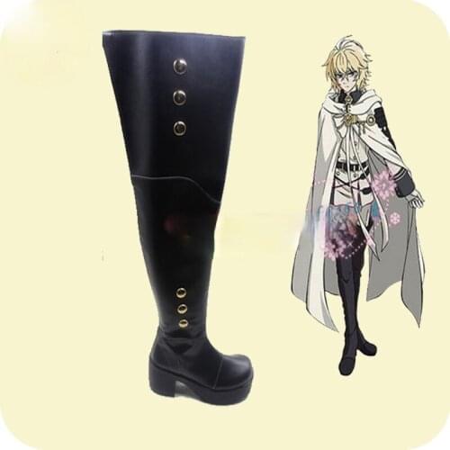 Seraph of the End Mikaela Hyakuya Anime Characters Shoe Cosplay Shoes Boots Party Costume Prop