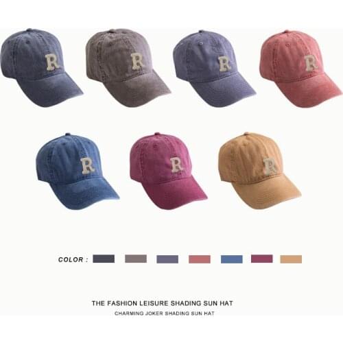 2021 New Spring Summer INS Style Letter R Embroider Solid Color Peaked Cap for Woman and Man Pink Grey Black Blue Baseball Cap