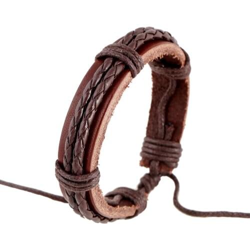 Wrist Jewelry Brown Braided Woven Bracelet Handmade Casual Couple Bangle Genuine Leather Adjustable Bracelets For Women Bileklik
