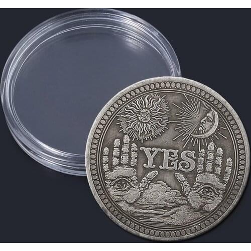 Yes No Ouija Gothic Prayer Challenge Coin Keychain All Seeing Eye or Death Angel Novelty Coin Souvenir Gift for Women Men