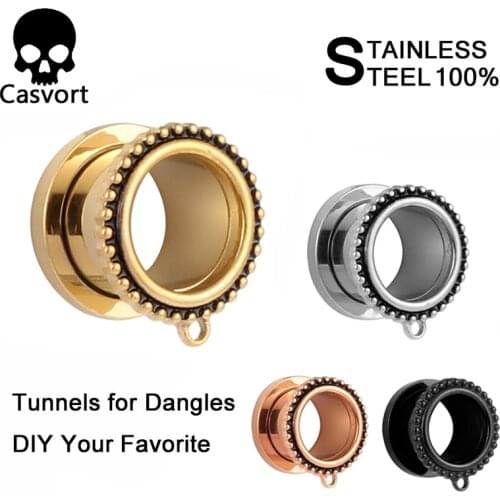 Casvort Ear Piercing Gauges Stainless Steel Dangle Plugs Tunnels Body Jewelry Expander Stretcher Fashion Earrings Jewelry 2PCS