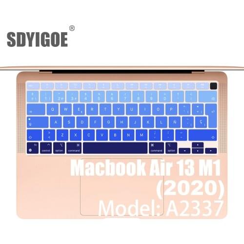 SDYIGOE Spanish Laptop color silicone Keyboard Cover For Macbook Air13 A2337 Protective film keyboard case For Apple 13.3M1 2020