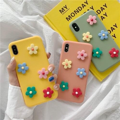 3D Ins Flower Case For Iphone 11 12 Pro Mini XR X XS Max 6 6S 7 8 Plus SE 2020 Silicone Elastic Soft Cute Cover iPhone 12 Shell