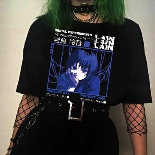 Serial Experiments Lain Shirt Anime Cyberpunk Lain Vaporwave Graphic Aesthetic T Shirts
