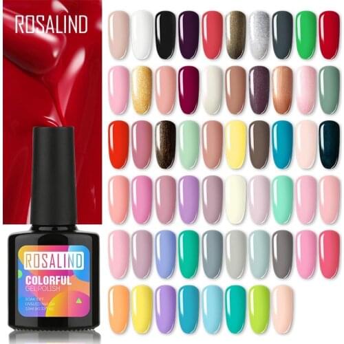 ROSALIND Hybrid Nail Gel Polish Enamel Semi Permanent Color Pure Shiny Matte Effect Gel Long Lasting Base Top Coat Nail Art