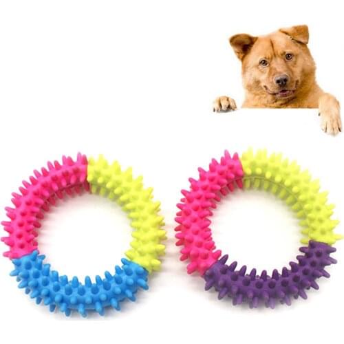 Dog Cat Biting Barbed Ring Soft Rubber Non-toxic Molar Cleaning Tooth Pet Toy