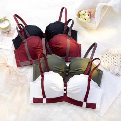 Wriufred Girls' Underwear Gathering Adjustable No Steel Ring Bra Panties Suit Button Fixed Shoulder Strap Lingerie Sets