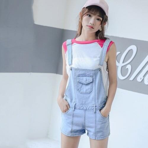 Short Denim Jumpsuit Rompers For Women Summer Jeans Overalls Casual Shorts Playsuits Slim Jean