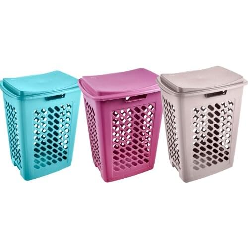 Piet laundry basket with vent slots and flip cover 60L 49x37x60 cm in various colors