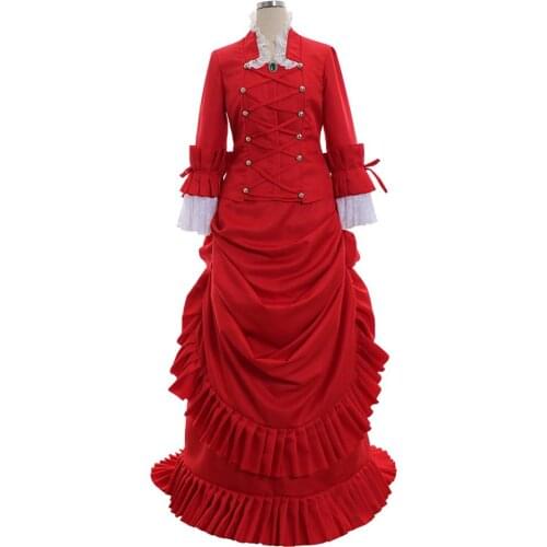 Victorian red Bustle Dress Victorian medieval Renaissance costume dress custom made