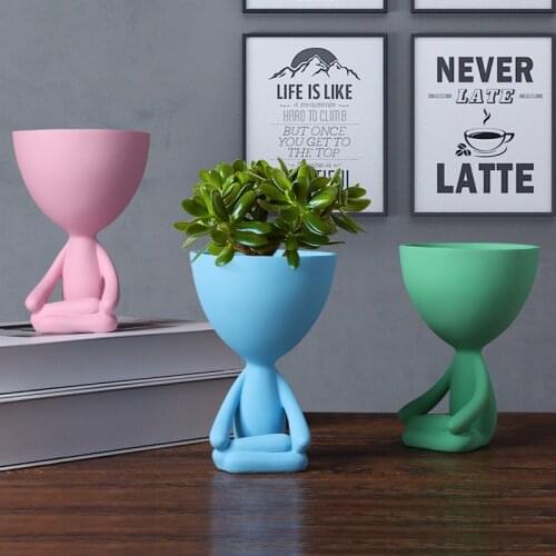 Modeling flower pot ornaments resin crafts home decoration lovely girl jewelry sitting meditation kneeling position