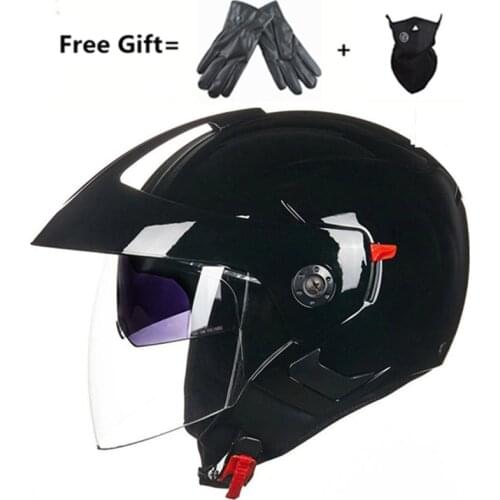 WANLI Motorcycle Helmet Half Face ABS Motorbike Helmet Electric Safety Double Lens Helmet Moto Casque for Women/Men Casco Moto