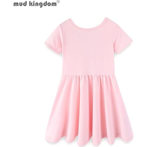Mudkingdom Girls Clothes Short Sleeve Ruffle Hem Solid Dresses for Girls