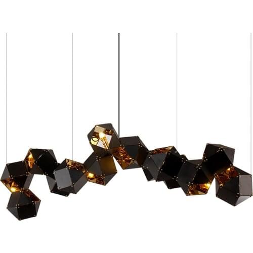 Nordic Design DNA Molecular Pendant Lights Gold Black E14 LED Stainless Steel Hanging Lamp for Living Room Decor Restaurant Bar