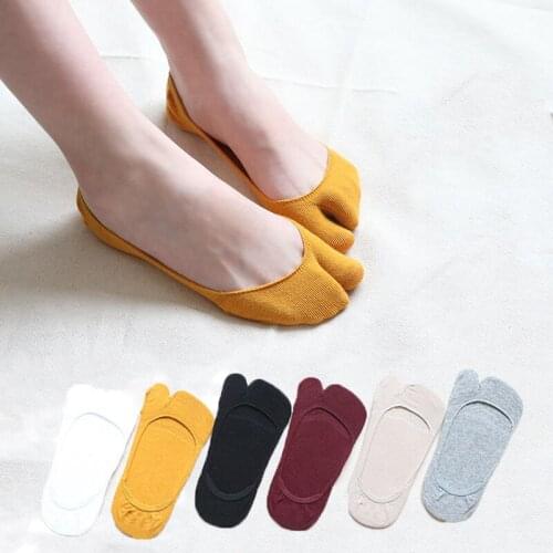 6 Pairs/Lot Womens Two Toe Split Socks Set Summer Anti-Slip Shallow Mouth Invisible Cotton Socks With Fingers Sock Slippers
