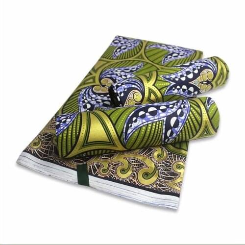 100% cotton African Ankara style wax Fabric Wax Africain Green Nigerian African Ghana Print gold wax 100% cotton Fabric