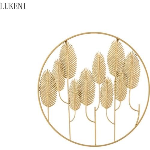 New Chinese Style Round Leaf Iron Wall Hanging Sofa Background Wall Decoration Bedroom Wall Decoration Pendant