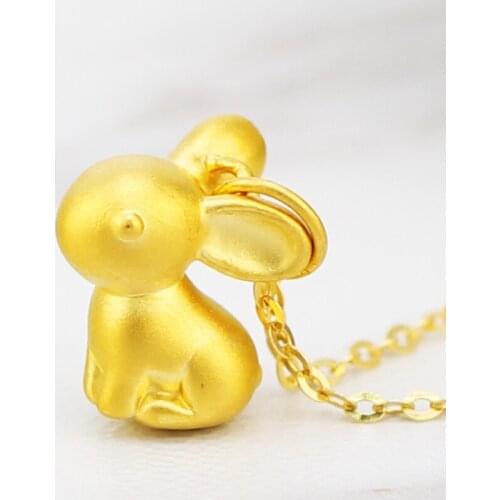 New Arrival 24K Yellow Gold Pendant Women 999 Yellow Gold Cute Bunny Pendant