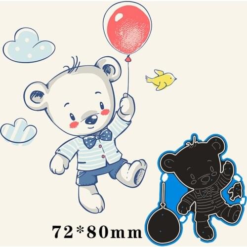 New Metal Cutting Dies Bear Eith Balloon for card DIY Scrapbooking stencil Paper Craft Album template Dies 72*80mm