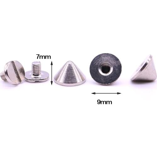 New 10sets/pack 9.5mm (Diameter), 6mm (Height) studs spikes for clothing Silver Colors pyramid spikes belt screw rivet B-15