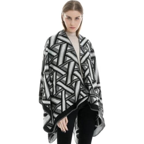 2019 New Design Winter Warm plaid Ponchos And Capes For Women Oversized Shawls Wraps Cashmere Pashmina Female Bufanda