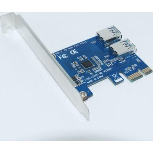 New PCIE PCI Expansion Card Card To 2 Ports USB 3.0 HUB Controller Adapter Riser Cards For Bitcoin Mining Device Miner Antminer