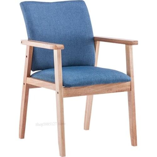 Solid Wood Dining Chair Home Nordic Modern Minimalist Cafe Backrest Armrest Negotiation Desk Chair Log Leisure Chair