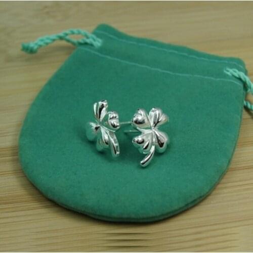 Wholesale 925 Sterling Silver Elegant Flowers Stud Earrings For Woman Wedding Engagement Fashion Party Charm Jewelry Gift